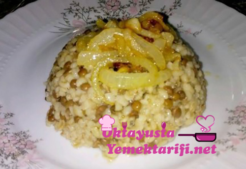 sogan soslu mercimekli bulgur pilavi